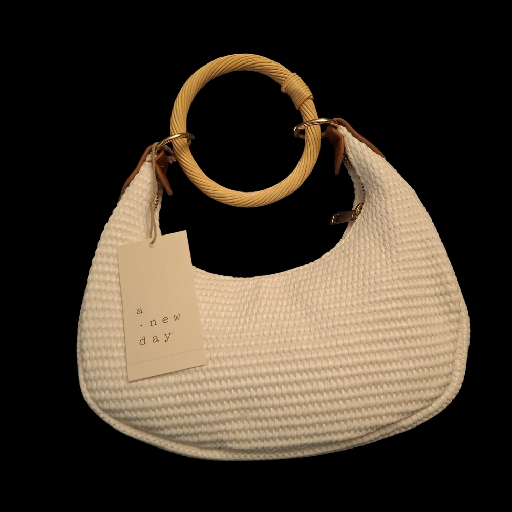 A New Day Cream Woven Hobo Bag